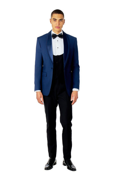 GREG – THREE PIECE WEDDING TUXEDO SUIT IN NAVY BLUE-MIX