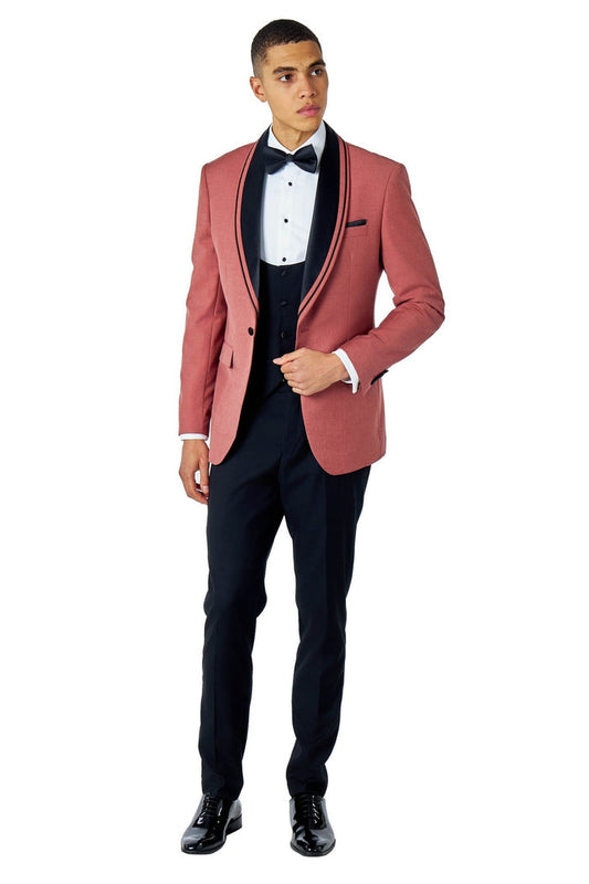 GREG – THREE PIECE WEDDING TUXEDO SUIT IN PINK/BLACK