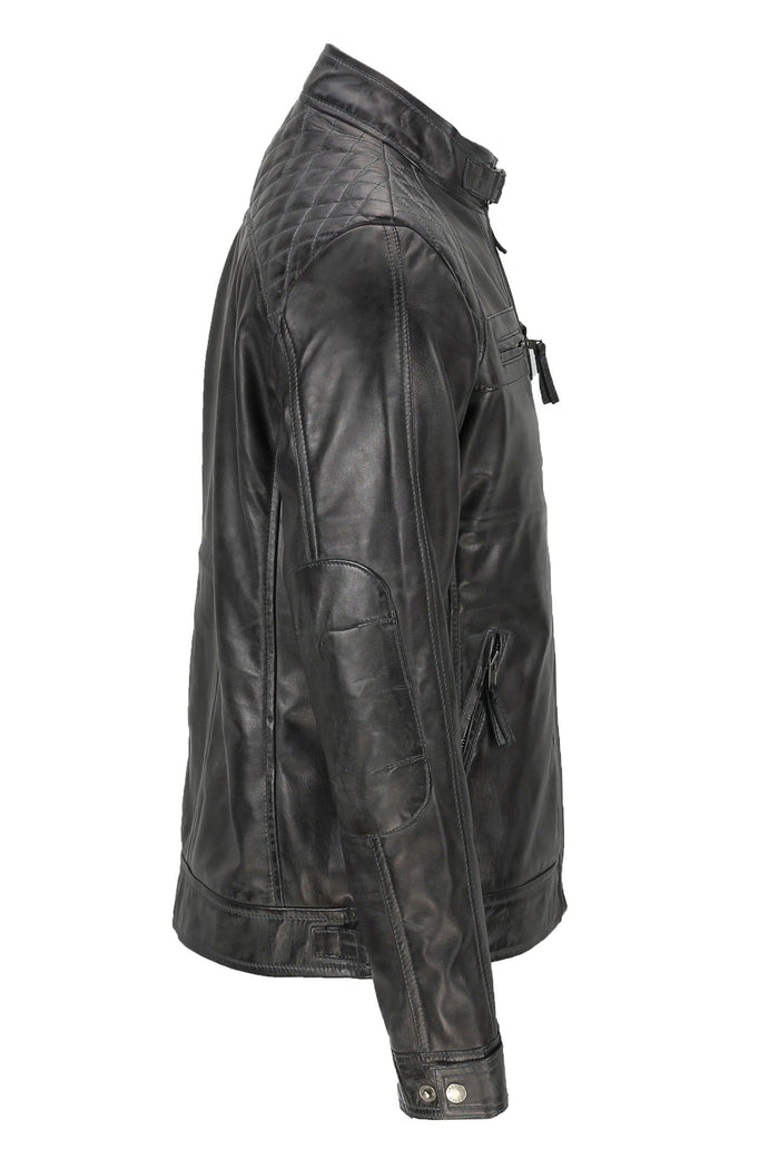GREY BIKER LEATHER JACKET