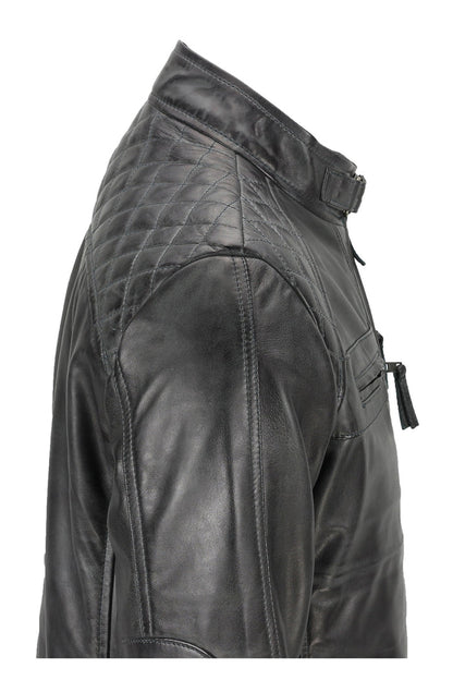GREY BIKER LEATHER JACKET