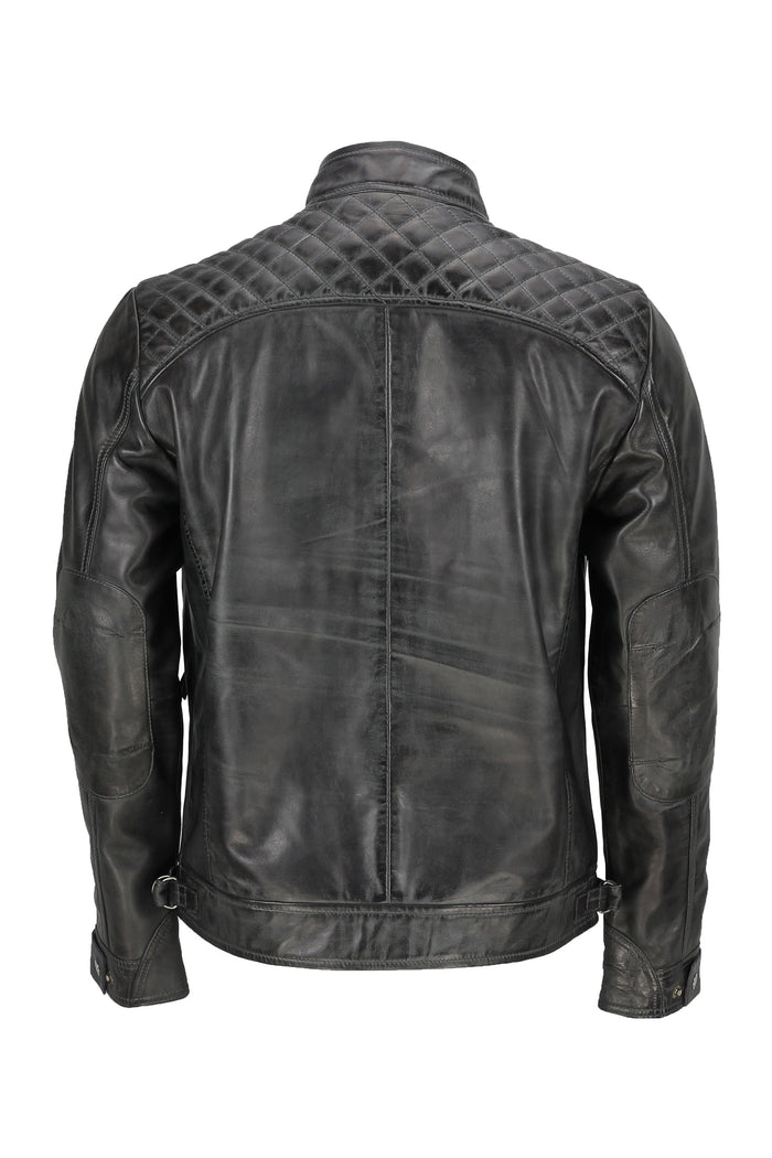 GREY BIKER LEATHER JACKET