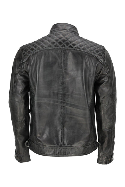 GREY BIKER LEATHER JACKET