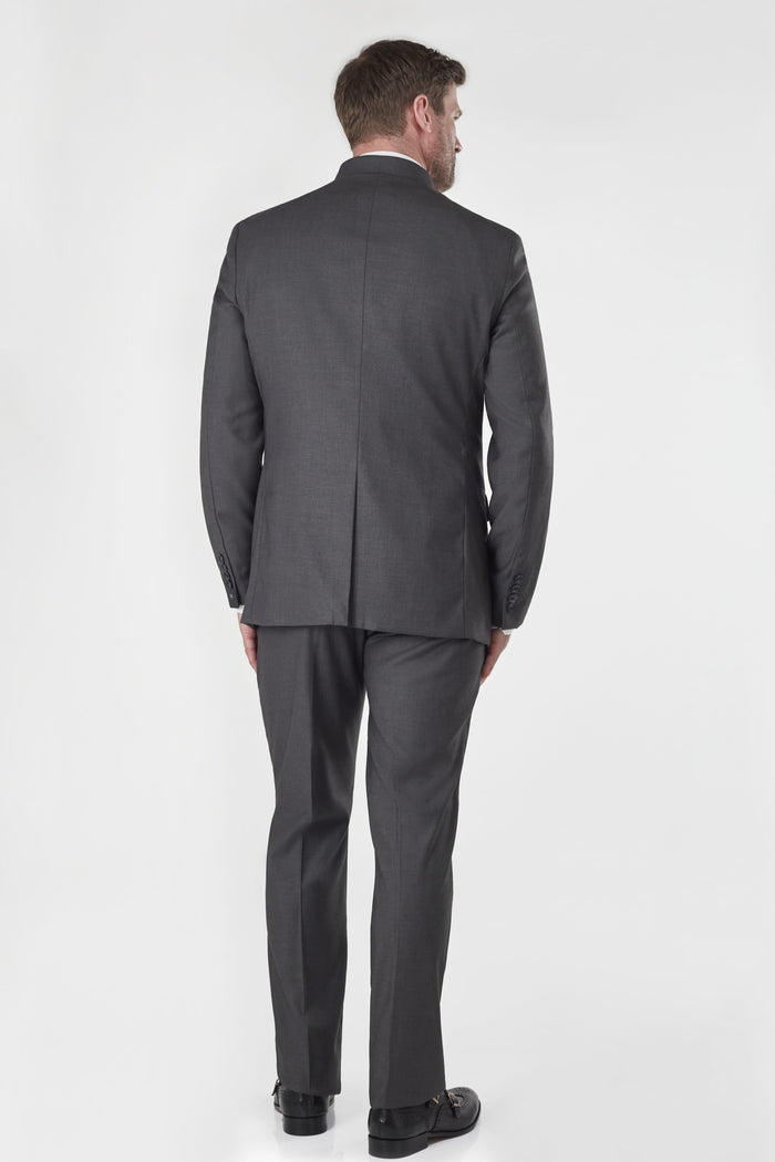 Grey Chinese Grandad Collar Nehru Jacket Suit