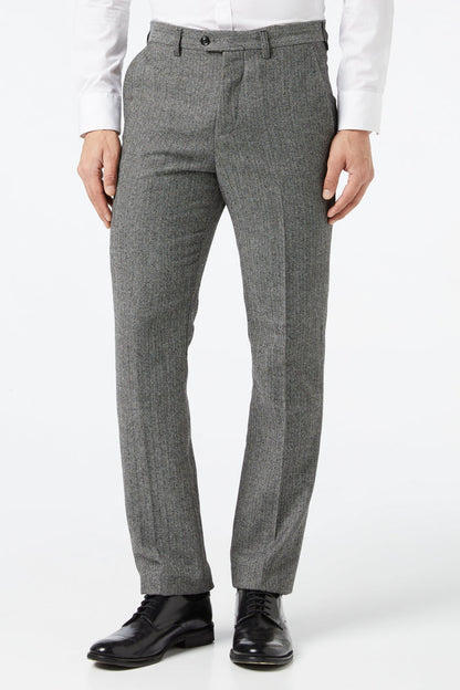 Grey Herringbone Tweed Trousers