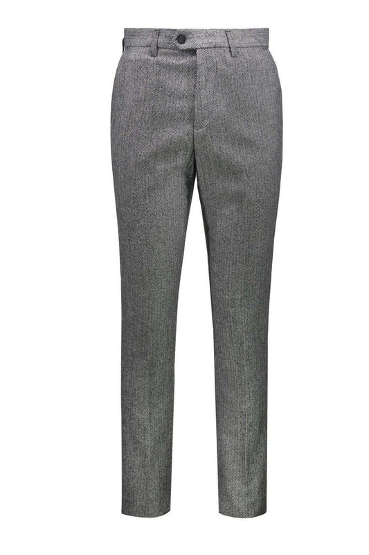 Grey Herringbone Tweed Trousers