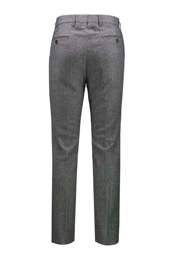 Grey Herringbone Tweed Trousers