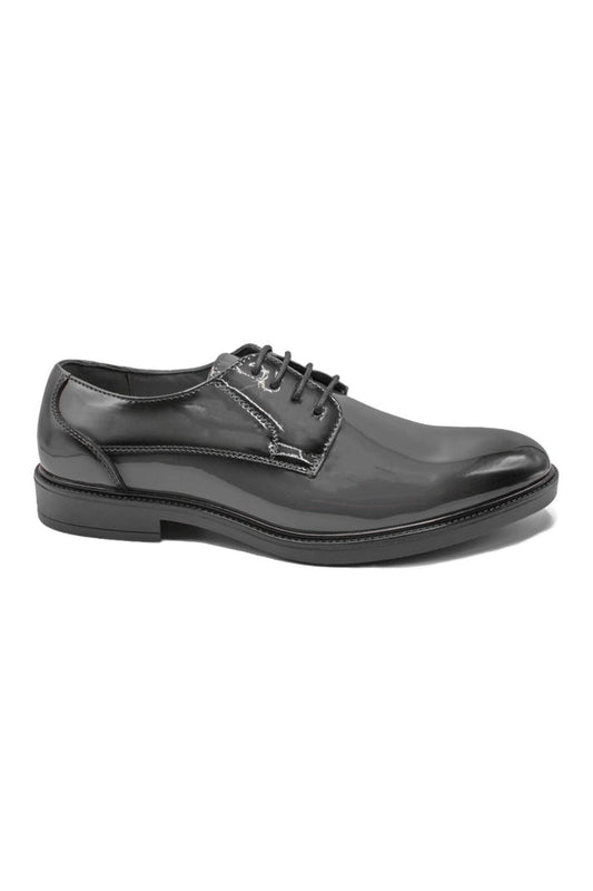 Grey Patent Glossy Formal Wedding Dress Derby Shoes