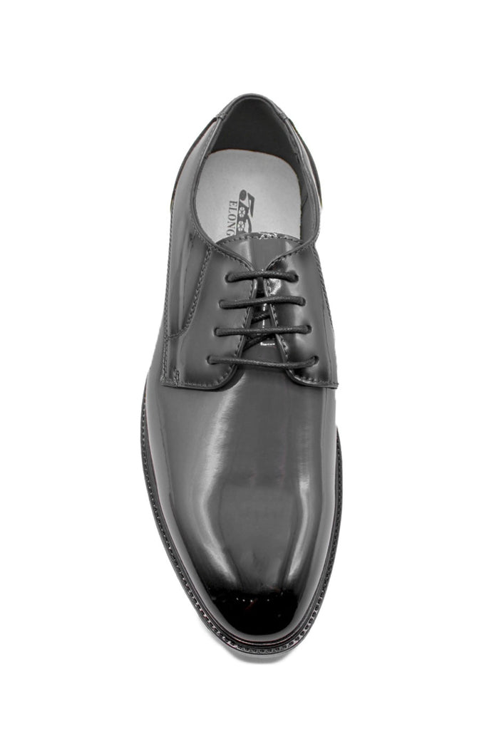 Grey Patent Glossy Formal Wedding Dress Derby Shoes