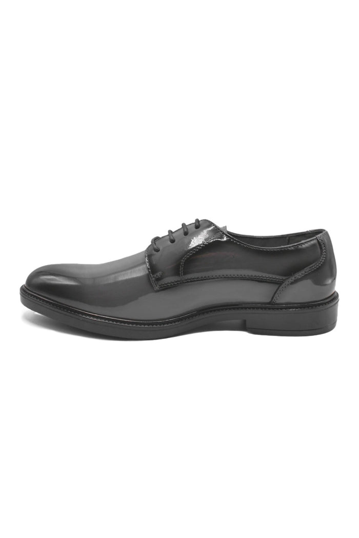 Grey Patent Glossy Formal Wedding Dress Derby Shoes
