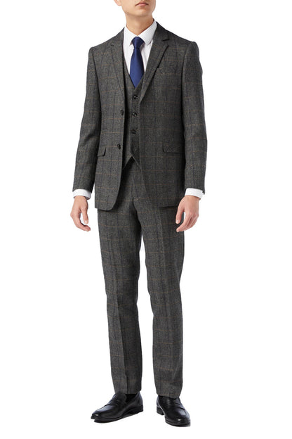 Grey Tweed Check Herringbone Suit