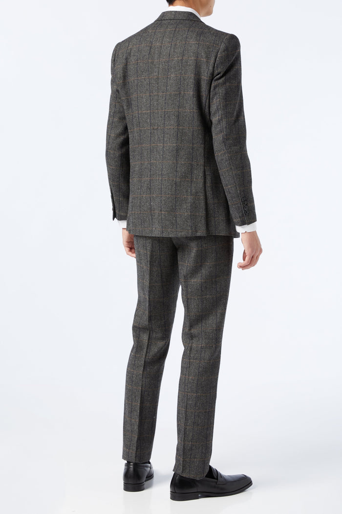 Grey Tweed Check Herringbone Suit