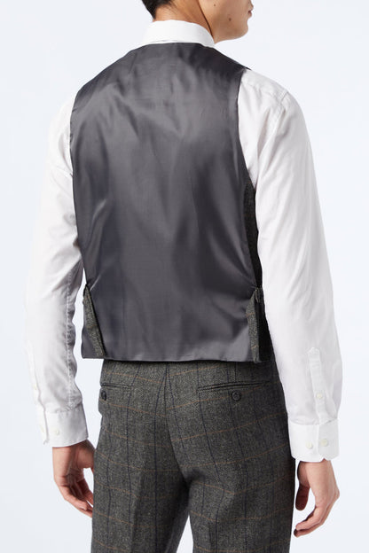 Grey Tweed Check Herringbone Suit