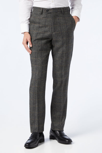 Grey Tweed Check Herringbone Suit