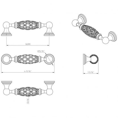 Hardware Resources 749-96B-DACM Birdcage Tuscany 96mm Center to Center Cabinet Pull, Gun Metal