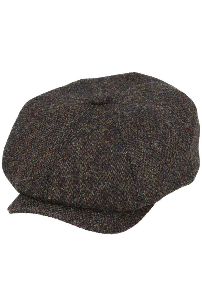 HARRIS TWEED - GREEN PURE WOOL FLAT CAP