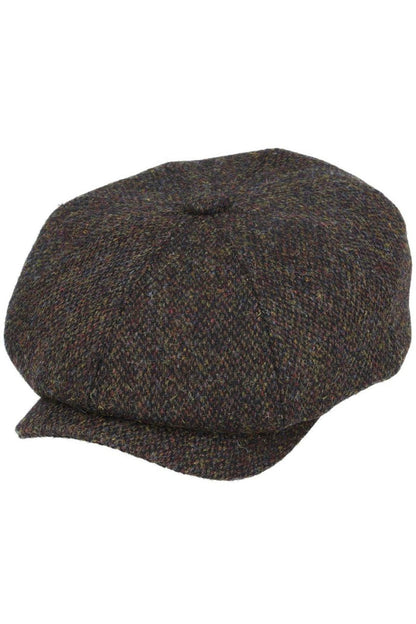HARRIS TWEED - GREEN PURE WOOL FLAT CAP