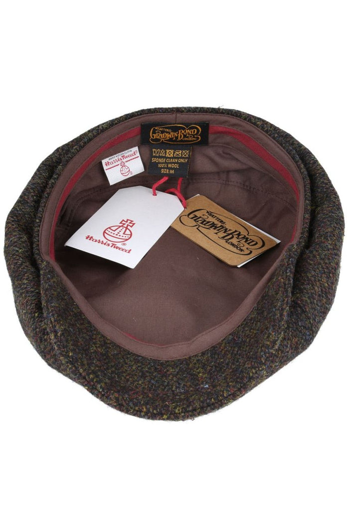 HARRIS TWEED - GREEN PURE WOOL FLAT CAP