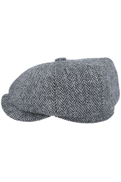 HARRIS TWEED - GREY PURE WOOL TWEED FLAT CAP