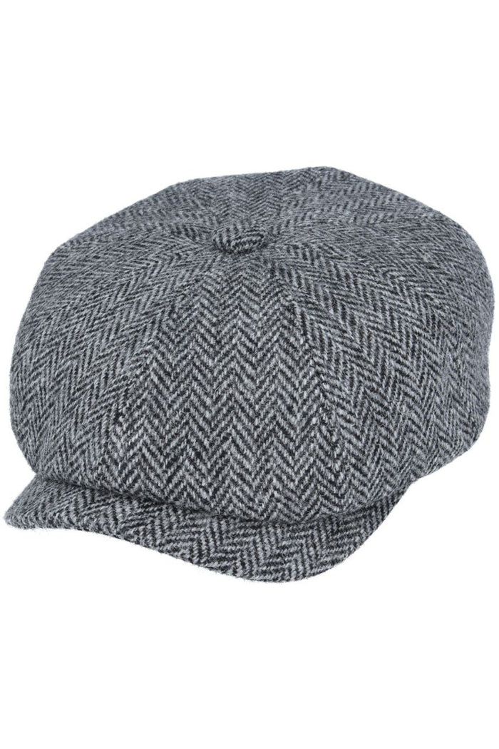 HARRIS TWEED - GREY PURE WOOL TWEED FLAT CAP
