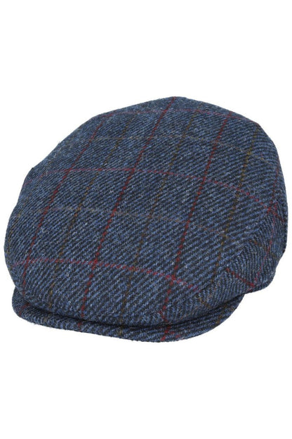 HARRIS TWEED - NAVY HERRINGBONE PURE SCOTTISH WOOL FLAT CAP