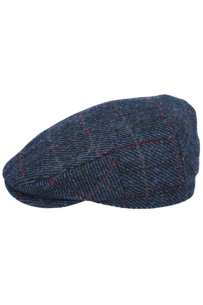 HARRIS TWEED - NAVY HERRINGBONE PURE SCOTTISH WOOL FLAT CAP