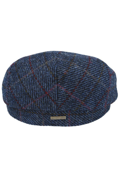 HARRIS TWEED - NAVY HERRINGBONE PURE SCOTTISH WOOL FLAT CAP