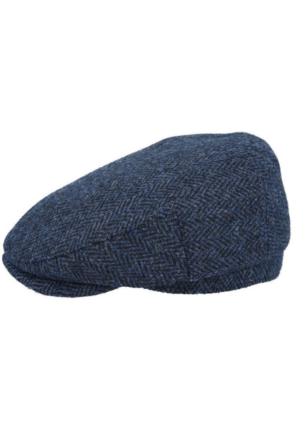 HARRIS TWEED - NAVY PURE SCOTTISH WOOL FLAT CAP