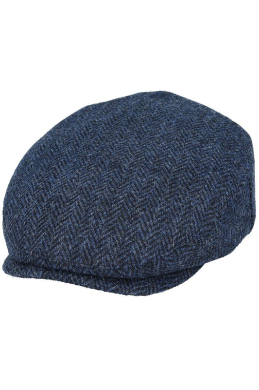 HARRIS TWEED - NAVY PURE SCOTTISH WOOL FLAT CAP