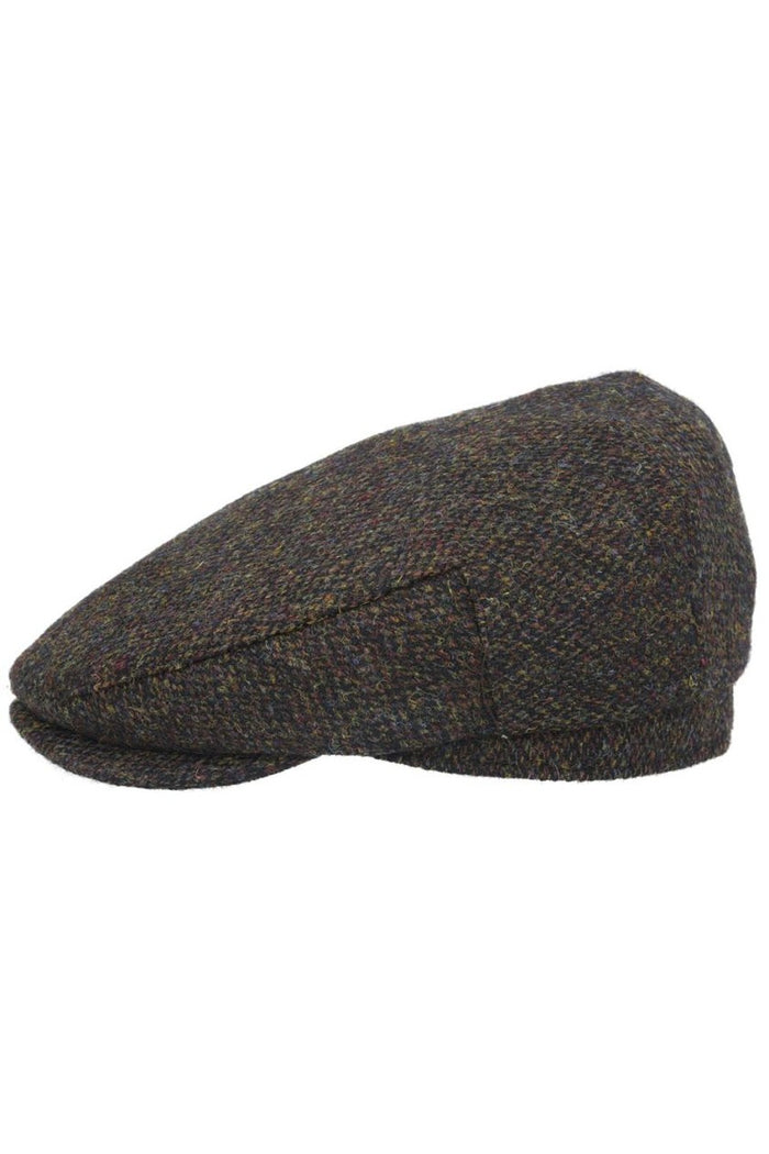 HARRIS TWEED - PURE SCOTTISH WOOL FLAT CAP IN GREEN