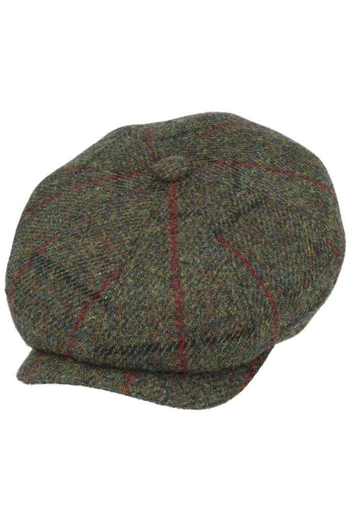 HARRIS TWEED - PURE WOOL GREEN FLAT CAP