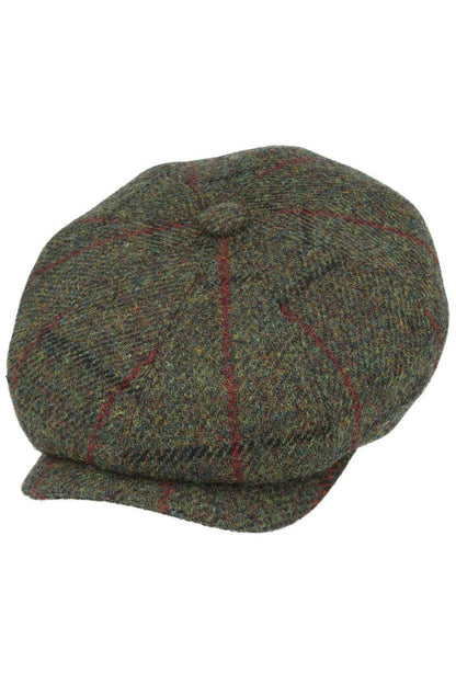 HARRIS TWEED - PURE WOOL GREEN FLAT CAP