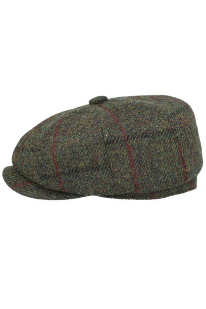 HARRIS TWEED - PURE WOOL GREEN FLAT CAP