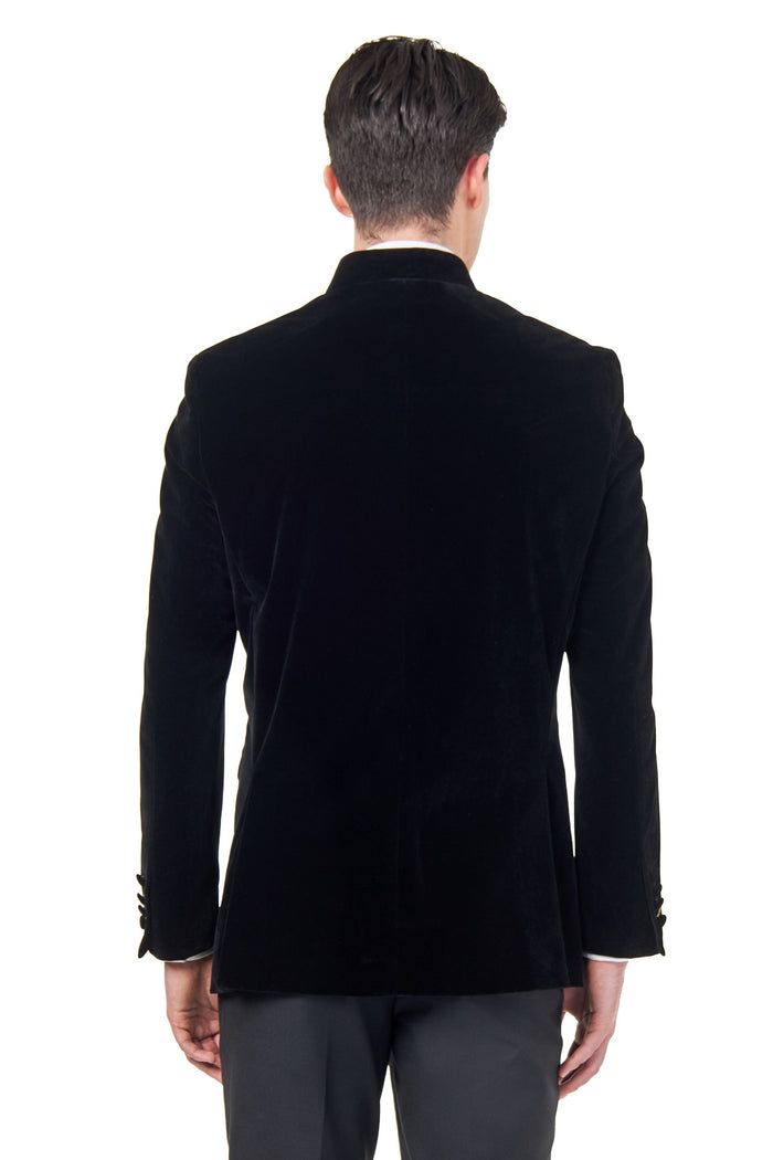HARSHIL – BLACK VELVET SMOKING JACKET NEHRU COLLAR