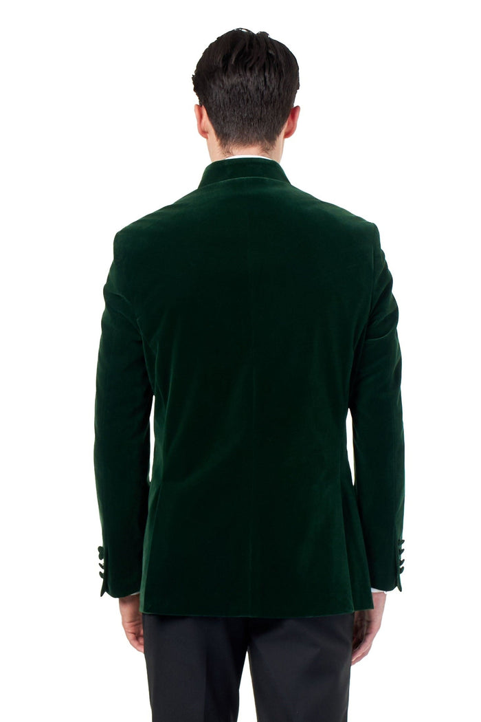 HARSHIL – GREEN VELVET SMOKING JACKET NEHRU COLLAR