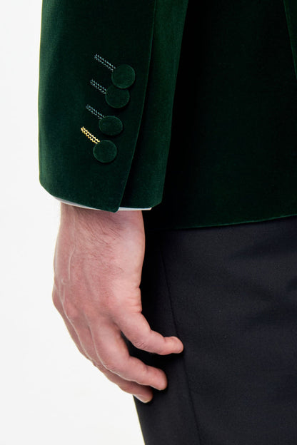 HARSHIL – GREEN VELVET SMOKING JACKET NEHRU COLLAR