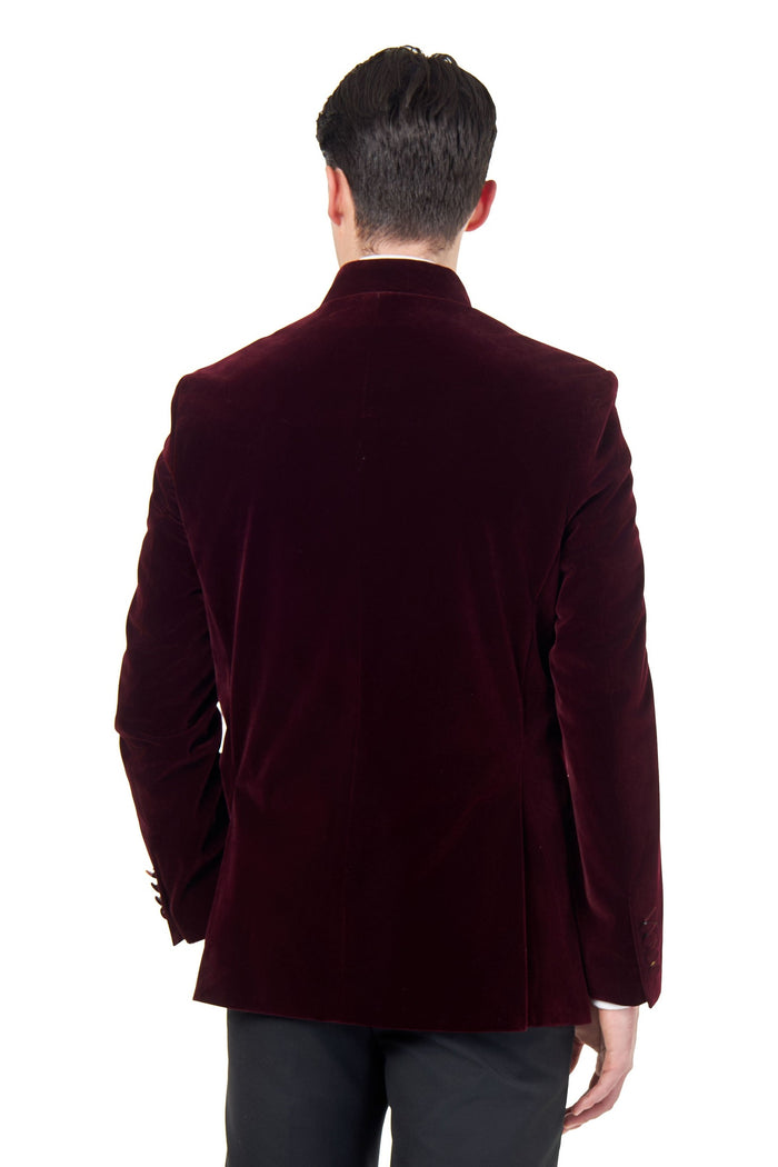 HARSHIL – MAROON VELVET SMOKING JACKET NEHRU COLLAR