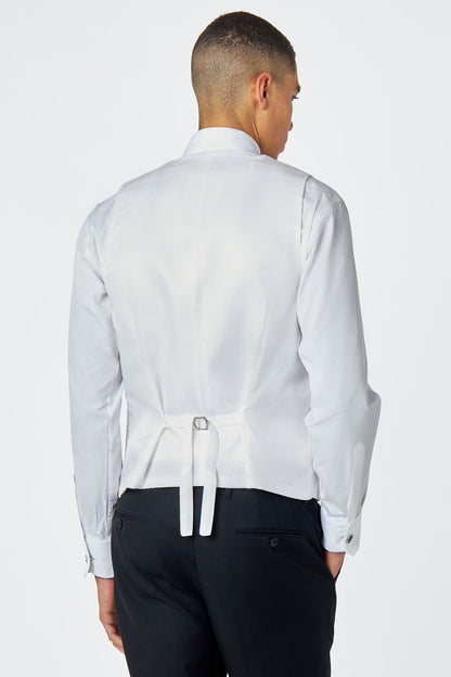 HENRY – WHITE 3 PIECE TUXEDO SUIT FLOCKED JACQUARD PRINT