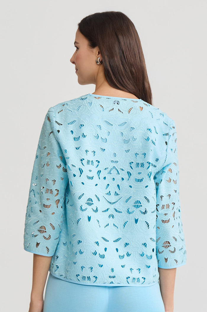 Heritage Embroidered Stitch Woven Topper, Serene | Ming Wang