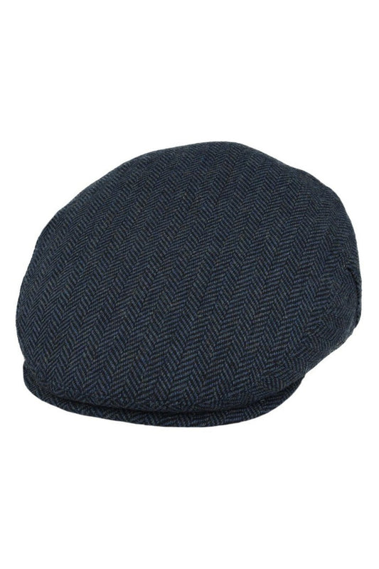 HERRINGBONE WOOL BLEND FLAT CAP