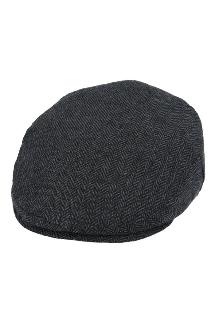 HERRINGBONE WOOL BLEND FLAT CAP