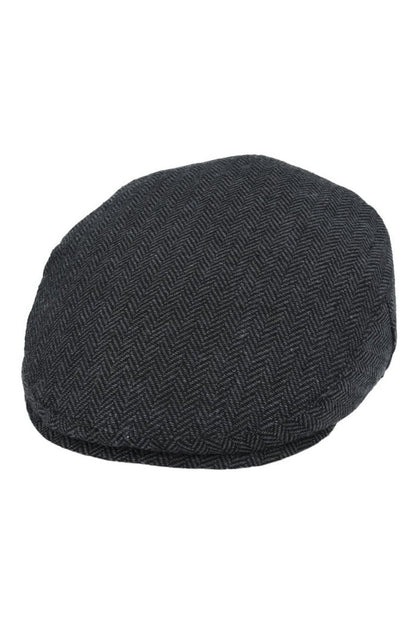 HERRINGBONE WOOL BLEND FLAT CAP