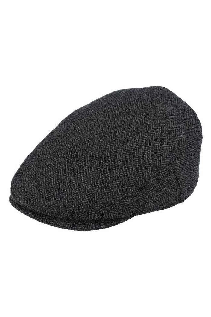 HERRINGBONE WOOL BLEND FLAT CAP