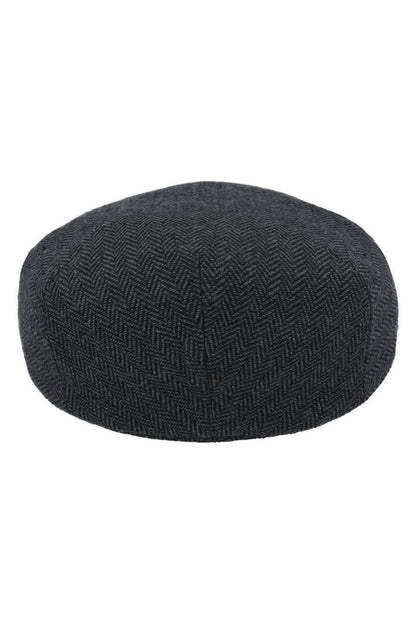 HERRINGBONE WOOL BLEND FLAT CAP
