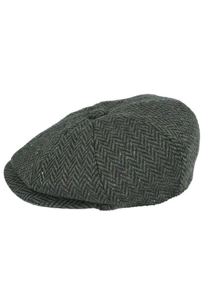 HERRINGBONE WOOL BLEND NEWSBOY FLAT CAP