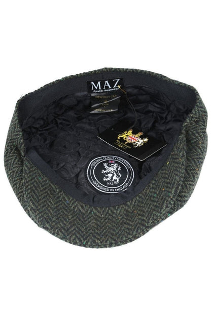 HERRINGBONE WOOL BLEND NEWSBOY FLAT CAP