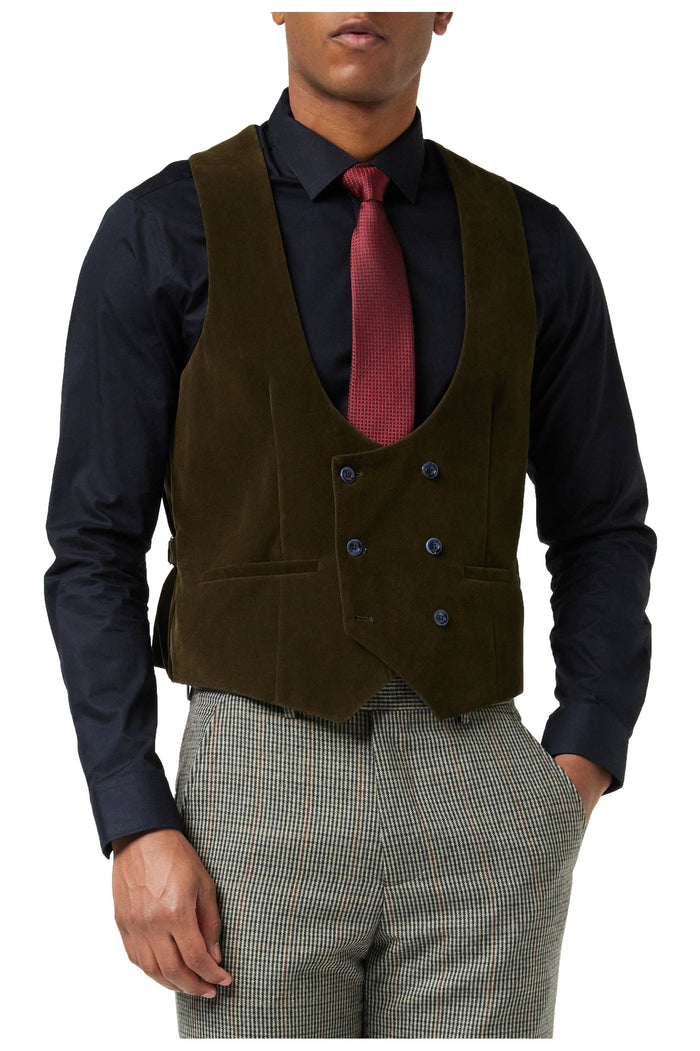 HERVE - GREEN VELVET DOUBLE BREASTED WAISTCOAT