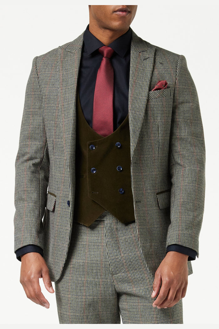 HERVE - GREEN VELVET DOUBLE BREASTED WAISTCOAT