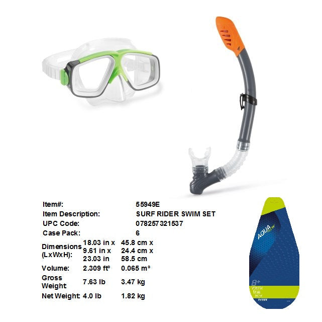 INTEX SURF RIDER SWIM SET MASKS & SNORKEL AGE 8+