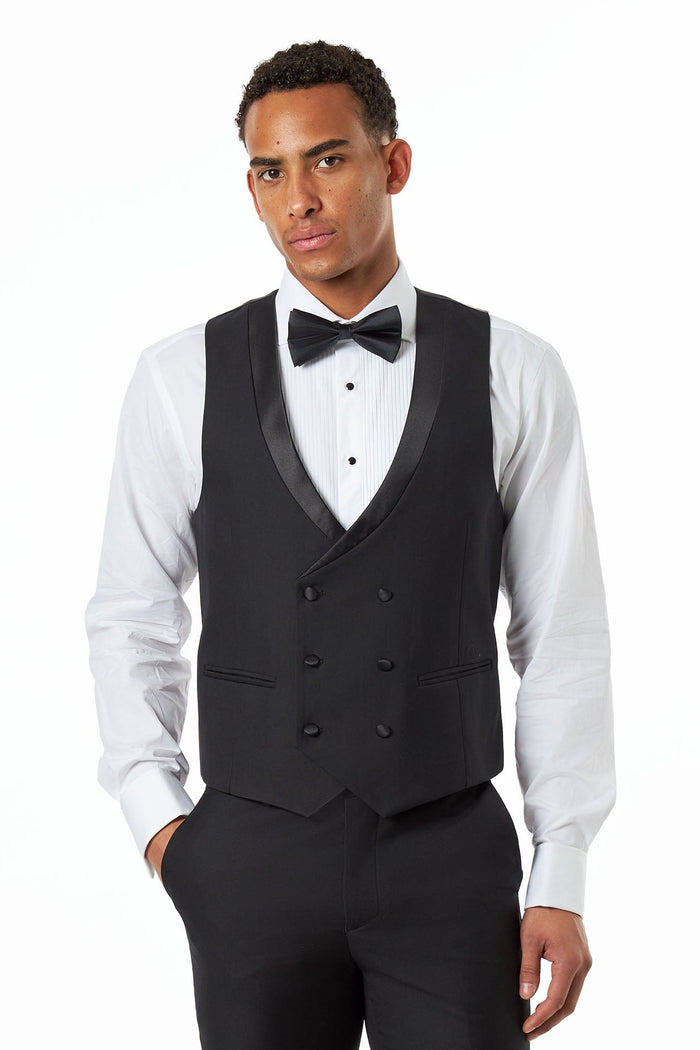 Ivory & Black Jacquard 3-Piece Wedding Tuxedo Suit