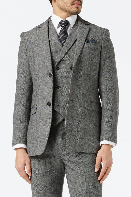JAX - GREY HERRINGBONE TWEED SUIT